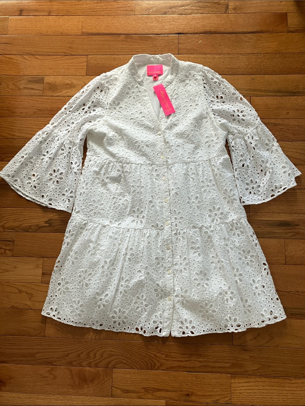 NWT Lilly Pulitzer Women’s Hazelanne 3/4 Sleeve Resort White Eyelet Dress - 12